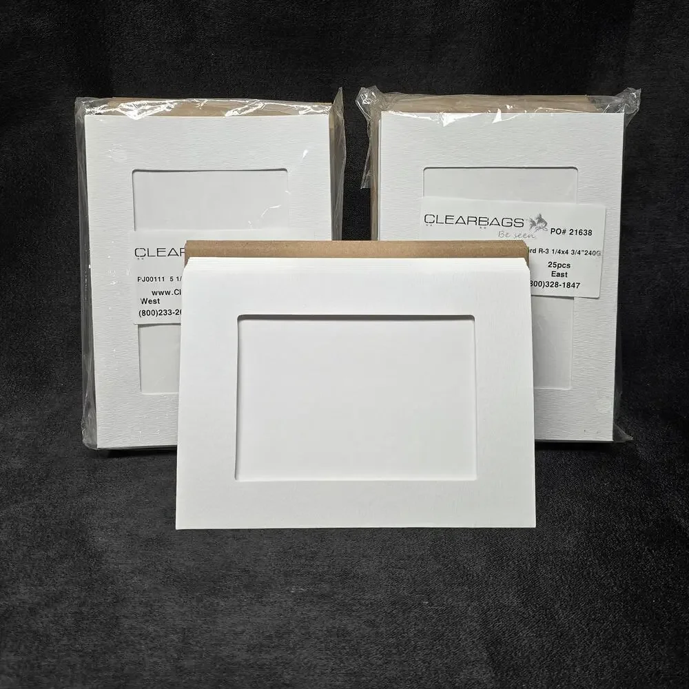 White Frame Card Cardstock Double Paper Adhesive Seal 5 1/8